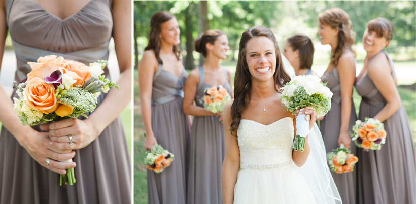 Grey and Coral Wedding Colors - Fabulous Grey Bridesmaids Dresses - Photographed by Rebecca Long Photography | Birmingham, Alabama